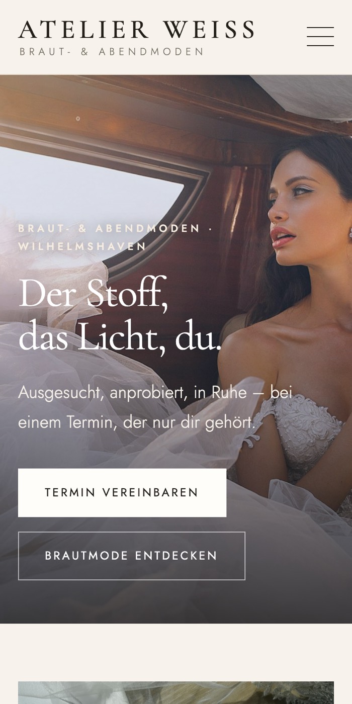 Dieselbe Seite am Handy, einspaltig
